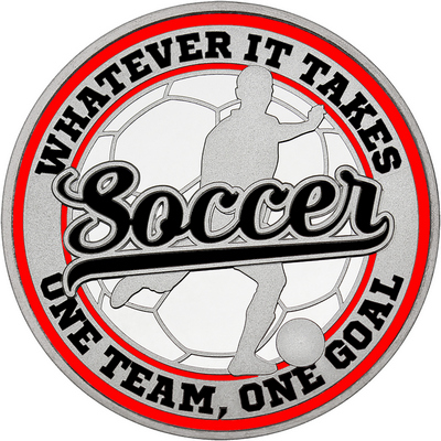 Black "Soccer" with Red Outer Circular Borders